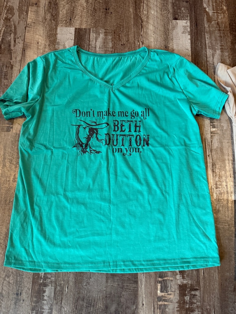 Beth Dutton Graphic V-Neck Tee - Teal